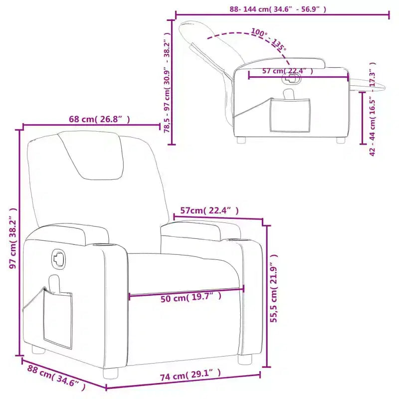 vidaXL Grey Massage Recliner Chair Faux Leather, Metal, Plywood Single