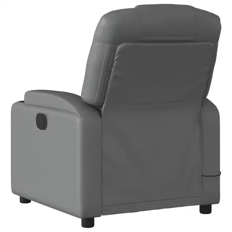 vidaXL Grey Massage Recliner Chair Faux Leather, Metal, Plywood Single