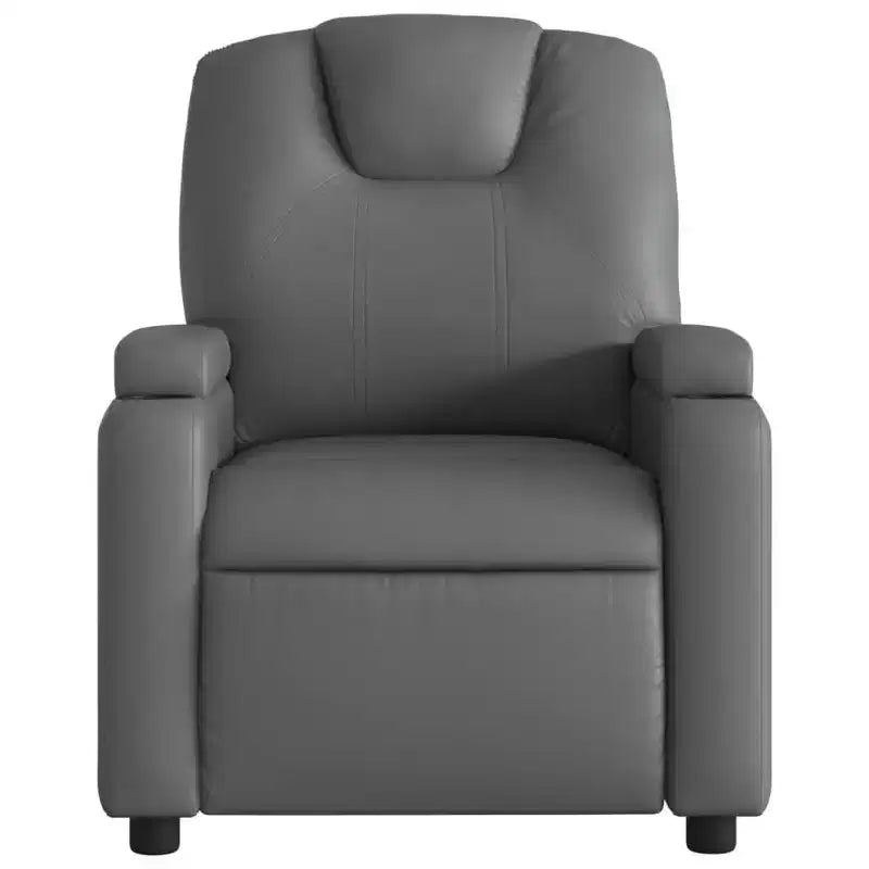 vidaXL Grey Massage Recliner Chair Faux Leather, Metal, Plywood Single