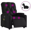 vidaXL Black Electric Massage Recliner Chair - Faux Leather, Motorized Adjusting Lounge Armchair with Vibration Massage, Cup Holders, Side Pocket