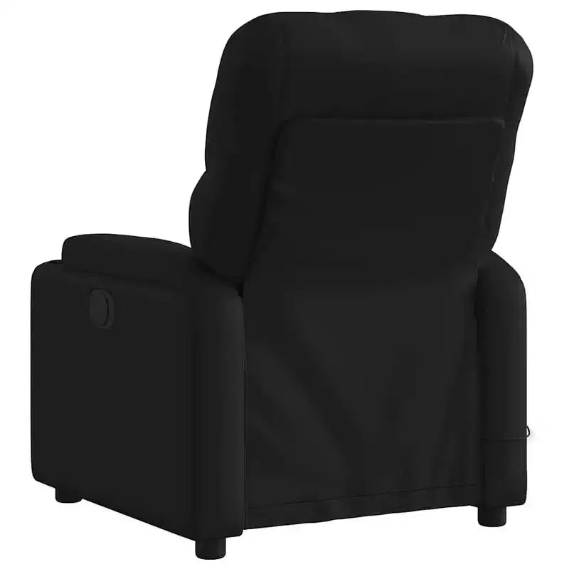 vidaXL Black Electric Massage Recliner Chair - Faux Leather, Motorized Adjusting Lounge Armchair with Vibration Massage, Cup Holders, Side Pocket