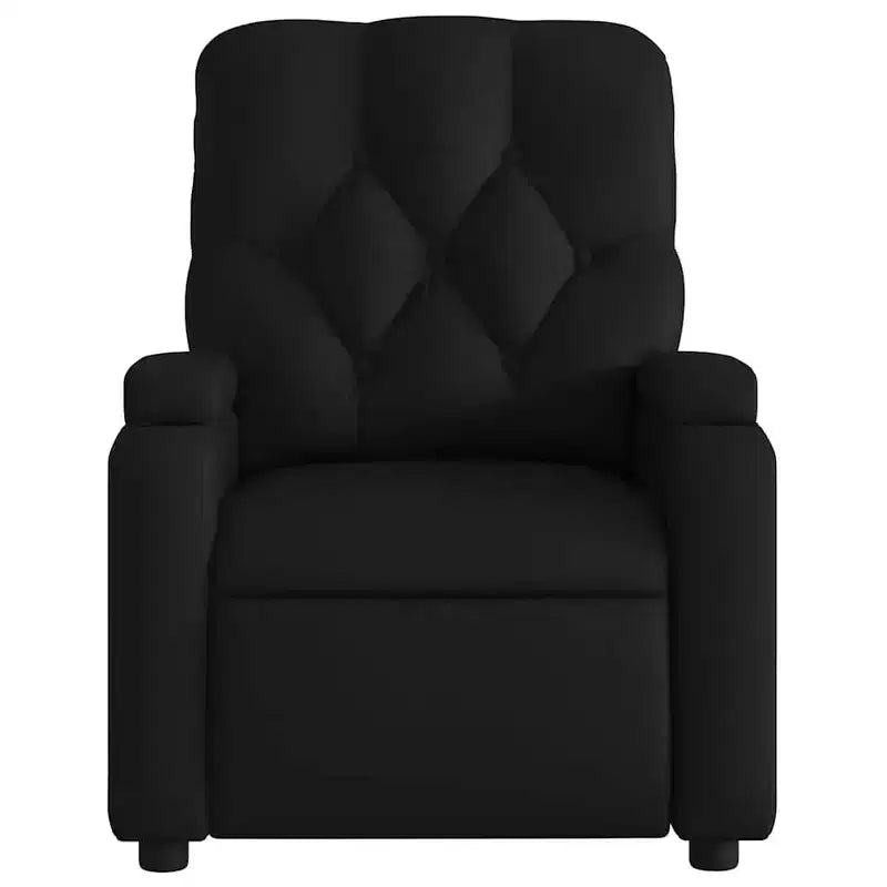 vidaXL Black Electric Massage Recliner Chair - Faux Leather, Motorized Adjusting Lounge Armchair with Vibration Massage, Cup Holders, Side Pocket