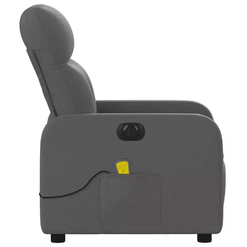 vidaXL Dark Gray Fabric Electric Massage Recliner Chair - Motorized Reclining Armchair with Vibration Massage, Comfortable Seating, and Sturdy Frame