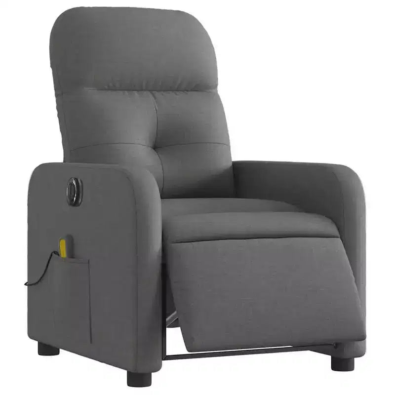 vidaXL Dark Gray Fabric Electric Massage Recliner Chair - Motorized Reclining Armchair with Vibration Massage, Comfortable Seating, and Sturdy Frame