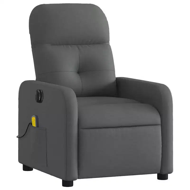 vidaXL Dark Gray Fabric Electric Massage Recliner Chair - Motorized Reclining Armchair with Vibration Massage, Comfortable Seating, and Sturdy Frame