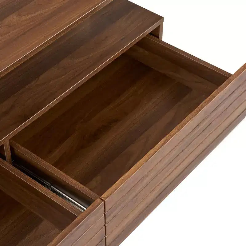 47.2 Modern LED Coffee Table, Smart Dimming Rectangular Center Table with 2 Hidden Drawers & Touch Control for Living Room/Home Theater