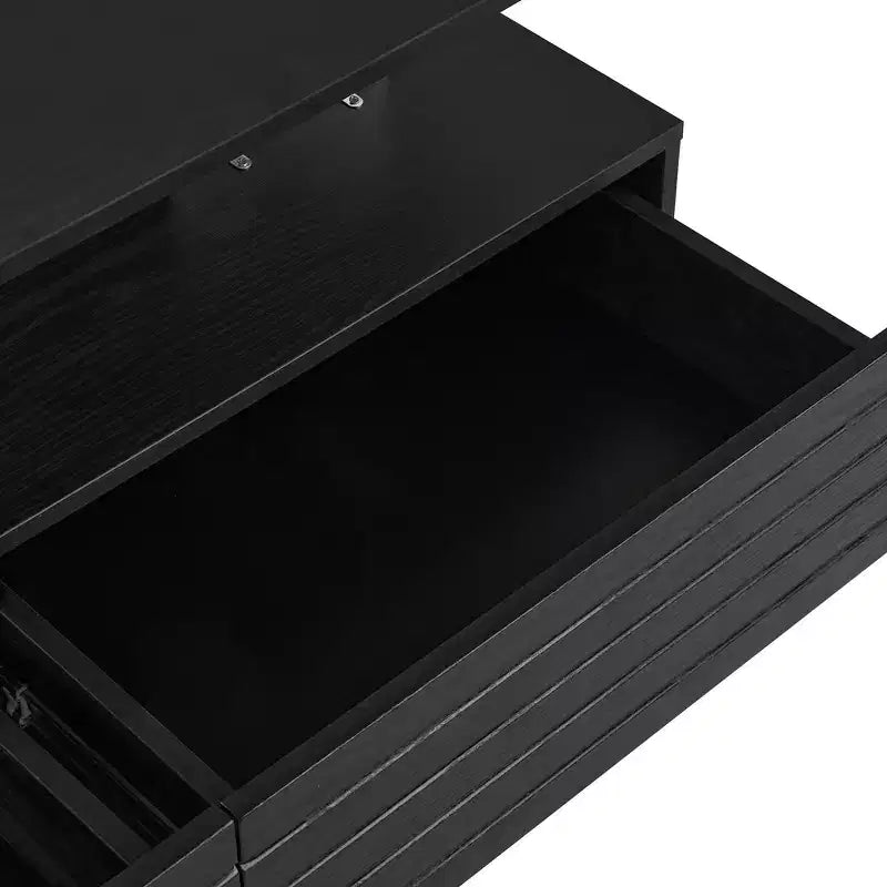 47.2 Modern LED Coffee Table, Smart Dimming Rectangular Center Table with 2 Hidden Drawers & Touch Control for Living Room/Home Theater