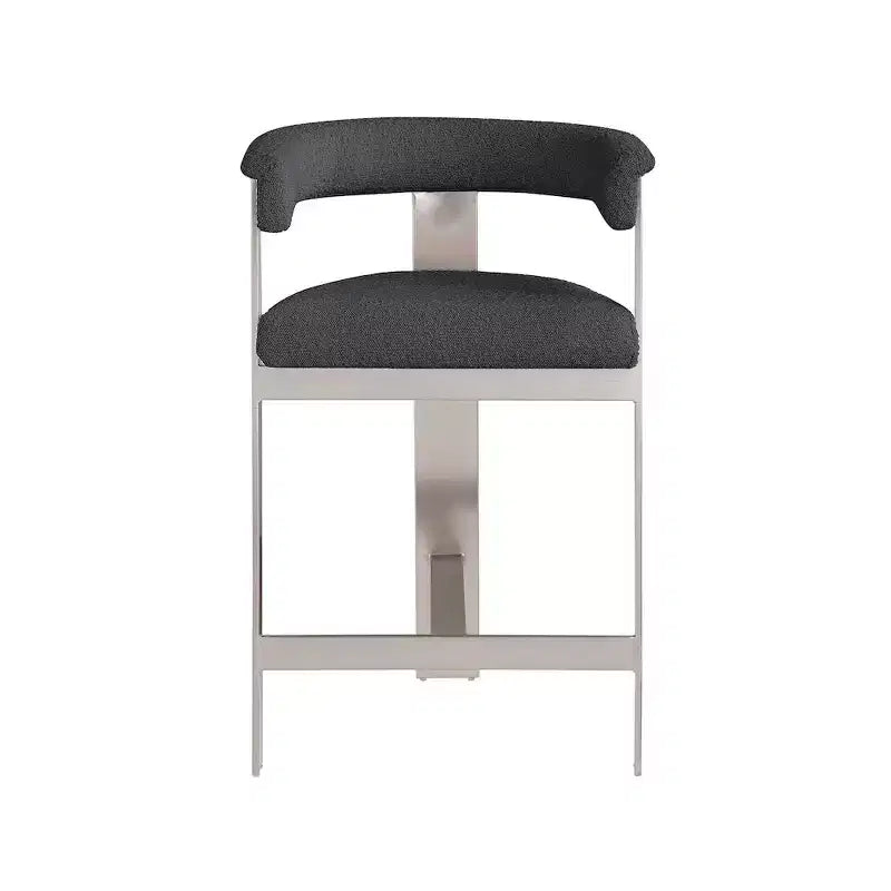 Meridian Furniture,Romeo Black Boucle Fabric Counter Stool, Set of 2