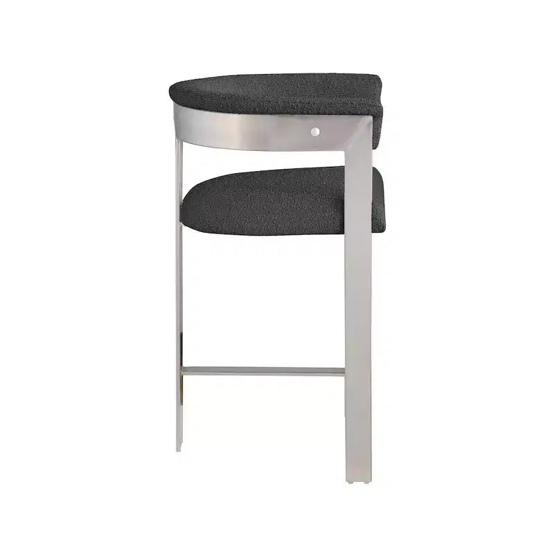 Meridian Furniture,Romeo Black Boucle Fabric Counter Stool, Set of 2
