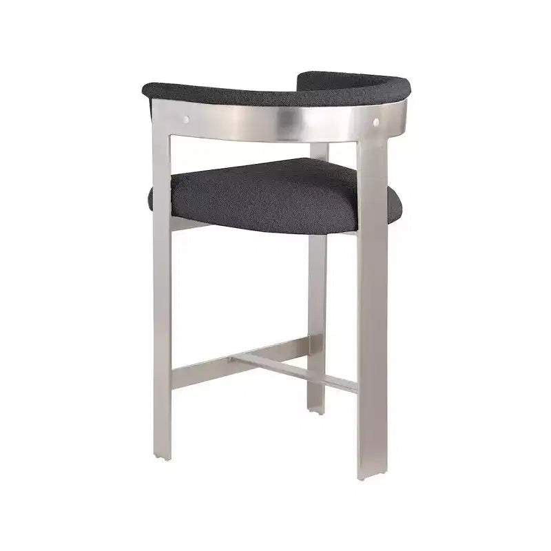 Meridian Furniture,Romeo Black Boucle Fabric Counter Stool, Set of 2