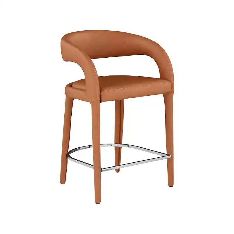 Meridian Furniture,Sylvester Cognac Vegan Leather Stool