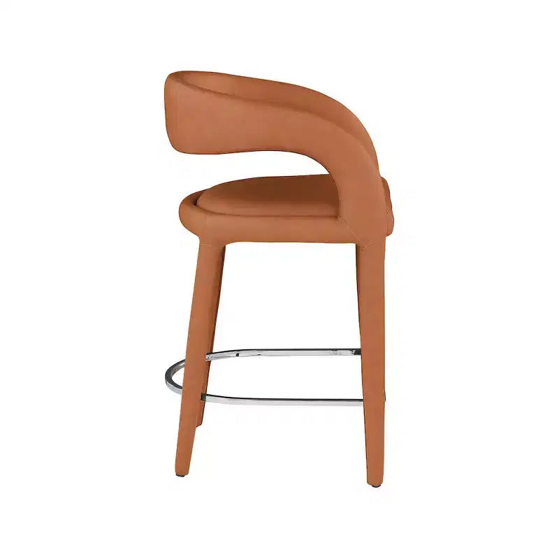 Meridian Furniture,Sylvester Cognac Vegan Leather Stool