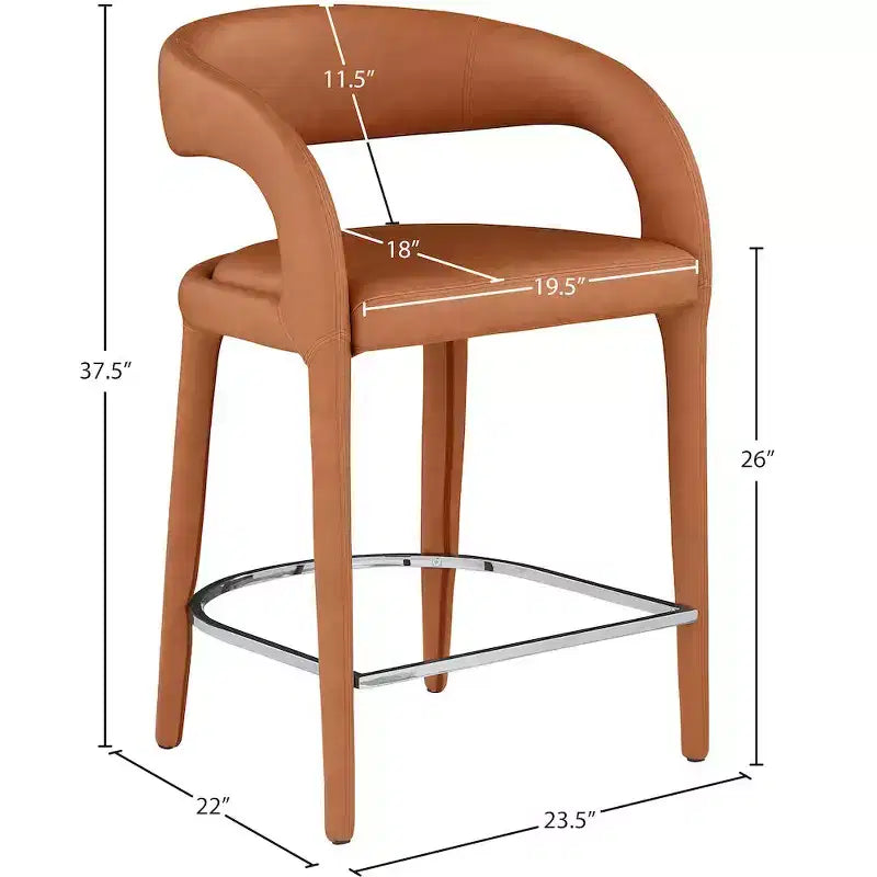 Meridian Furniture,Sylvester Cognac Vegan Leather Stool