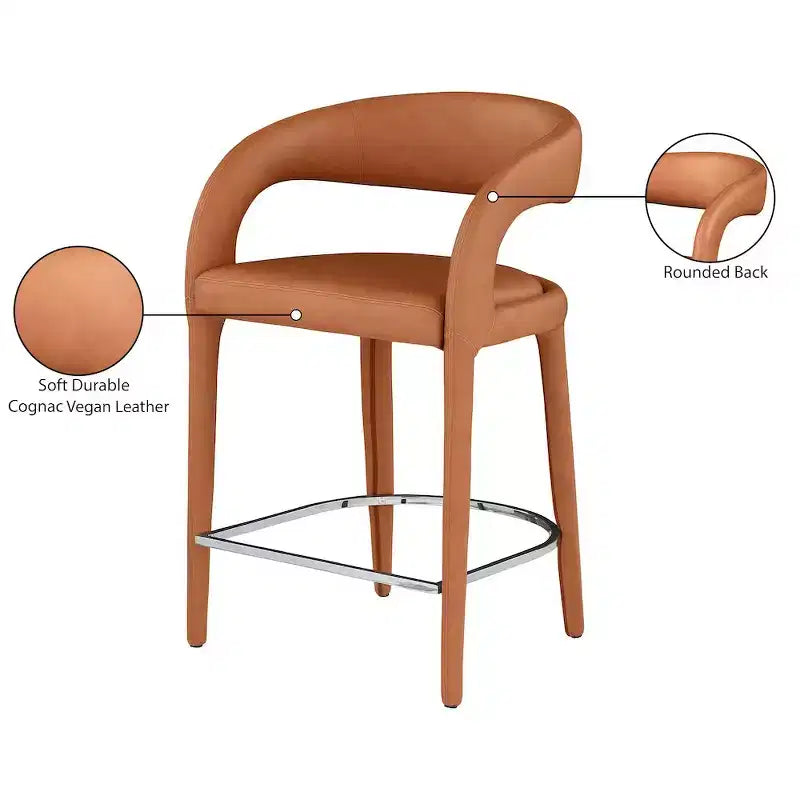 Meridian Furniture,Sylvester Cognac Vegan Leather Stool