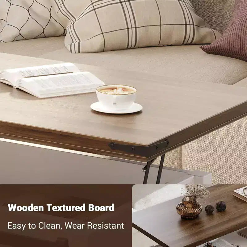 47 Inch Lift Top Coffee Tables with Storage & Sliding Barn Doors, Farmhouse Wood Cocktail Table, Living Room Furniture for Apartments
