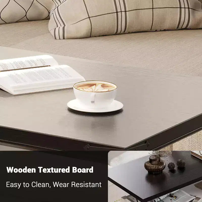 47 Inch Lift Top Coffee Tables with Storage & Sliding Barn Doors, Farmhouse Wood Cocktail Table, Living Room Furniture for Apartments