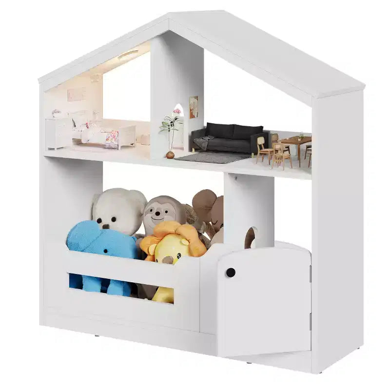 3-Tier Kids Bookshelf, Toy Storage Organizer with Motion Sensor Light, Wooden Book Shelf, Kids Book Rack for Kids Rooms, Classroom, Playing Room