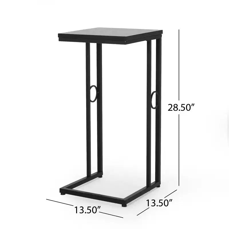 Essex Modern Faux Wood and Iron C-Shaped Side Table