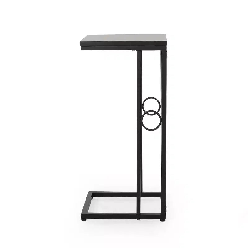 Essex Modern Faux Wood and Iron C-Shaped Side Table