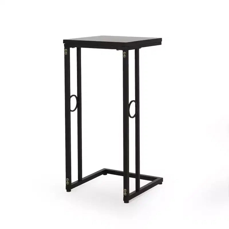 Essex Modern Faux Wood and Iron C-Shaped Side Table