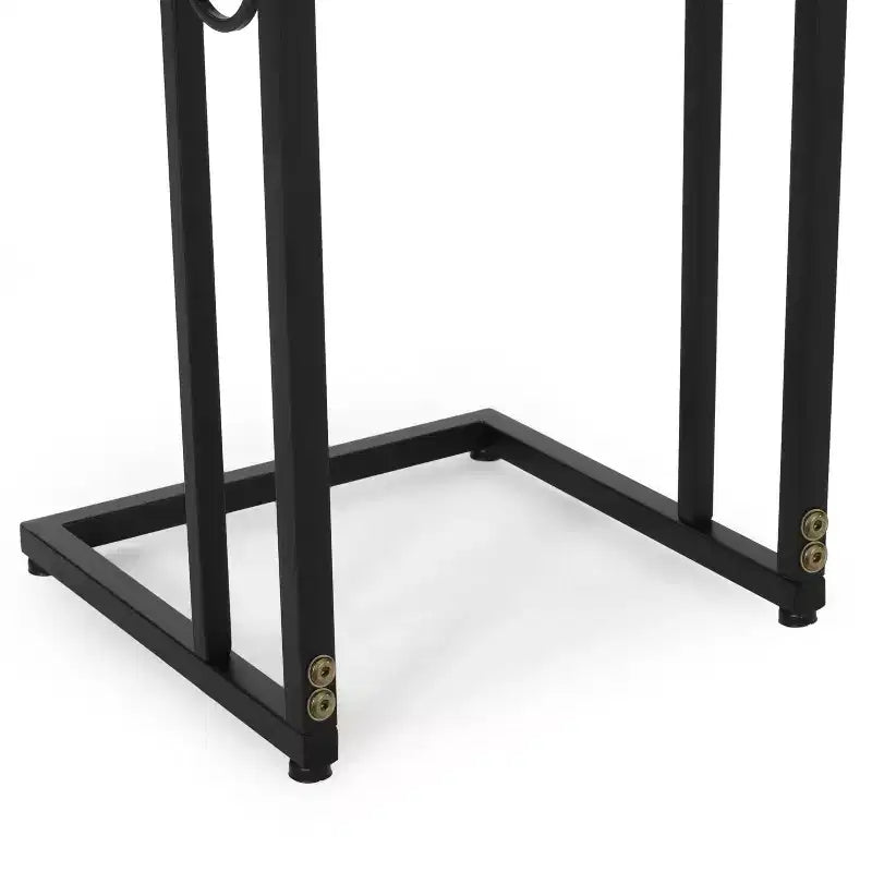 Essex Modern Faux Wood and Iron C-Shaped Side Table