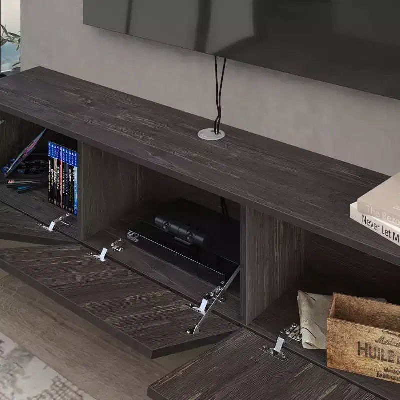 HomeStock Modern Floating TV Stand Wall Mount for Large TVs 65-80 Inch, Black