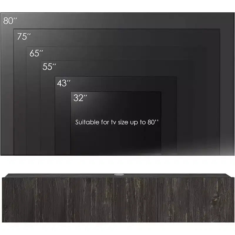 HomeStock Modern Floating TV Stand Wall Mount for Large TVs 65-80 Inch, Black