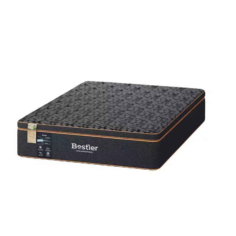 Bestier 14 Cooling Gel Memory Foam Black Mattress in a Box, Organic Wool Mattress, Lumbar Support Spring for Superior Comfort, CertiPUR-US