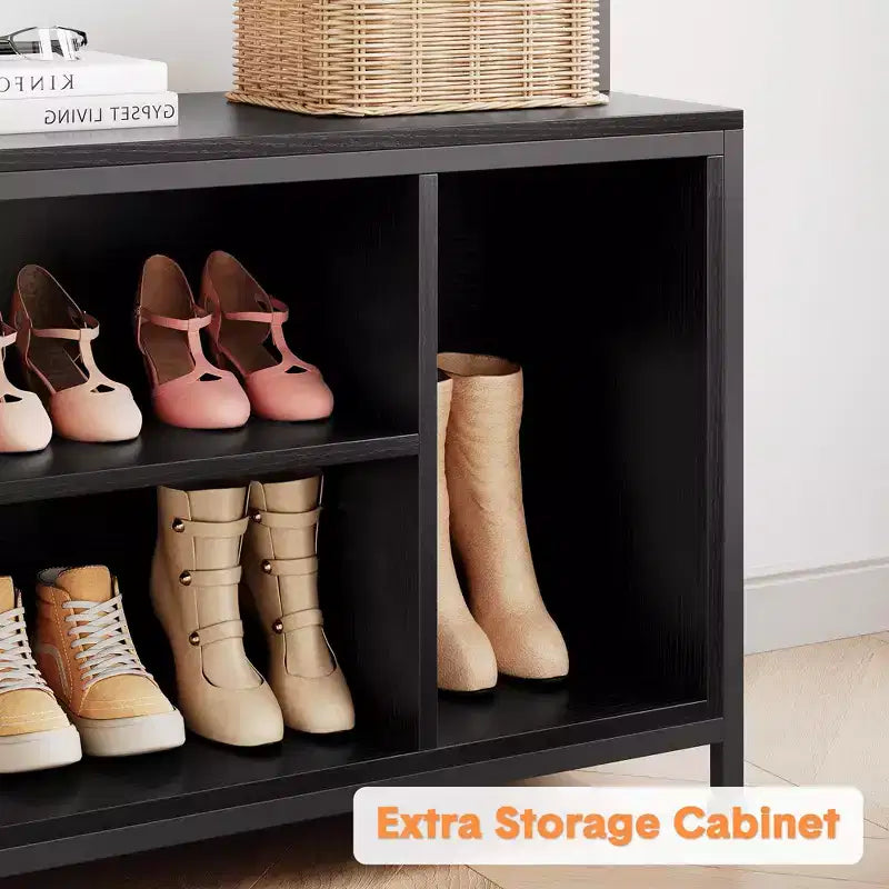 Industrial Hall Tree with Bench, Shoe Storage, & Coat Rack, Entryway Organizer Mudroom Furniture with Hooks and Shelves for Small Spaces
