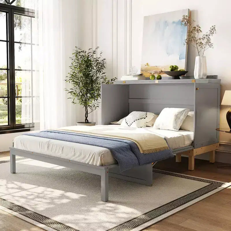 Queen Size Murphy Bed, Space-Saving, Durable Construction, Simple Setup with Hardware
