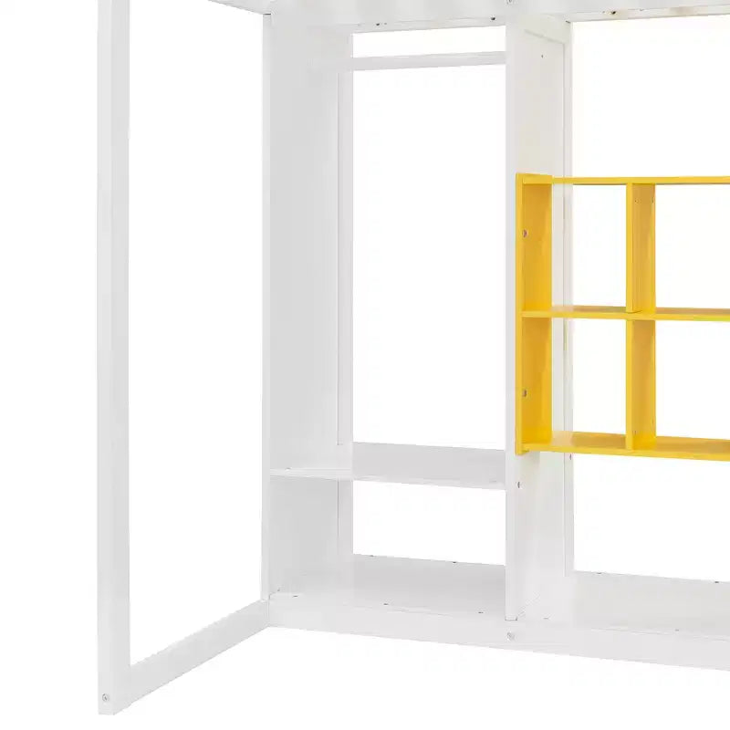Twin Size Wood Loft Bed, Smart Storage with Wardrobe, Shelves & Cabinet, Colorful Design