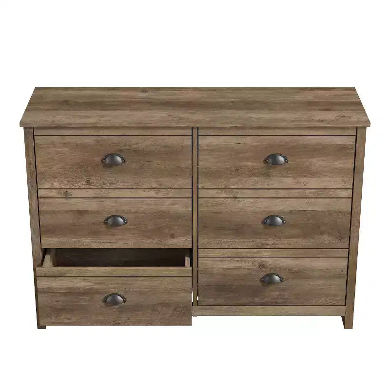 Galano Geodarno 6 Drawer Dresser (Interlock) - Knotty Oak