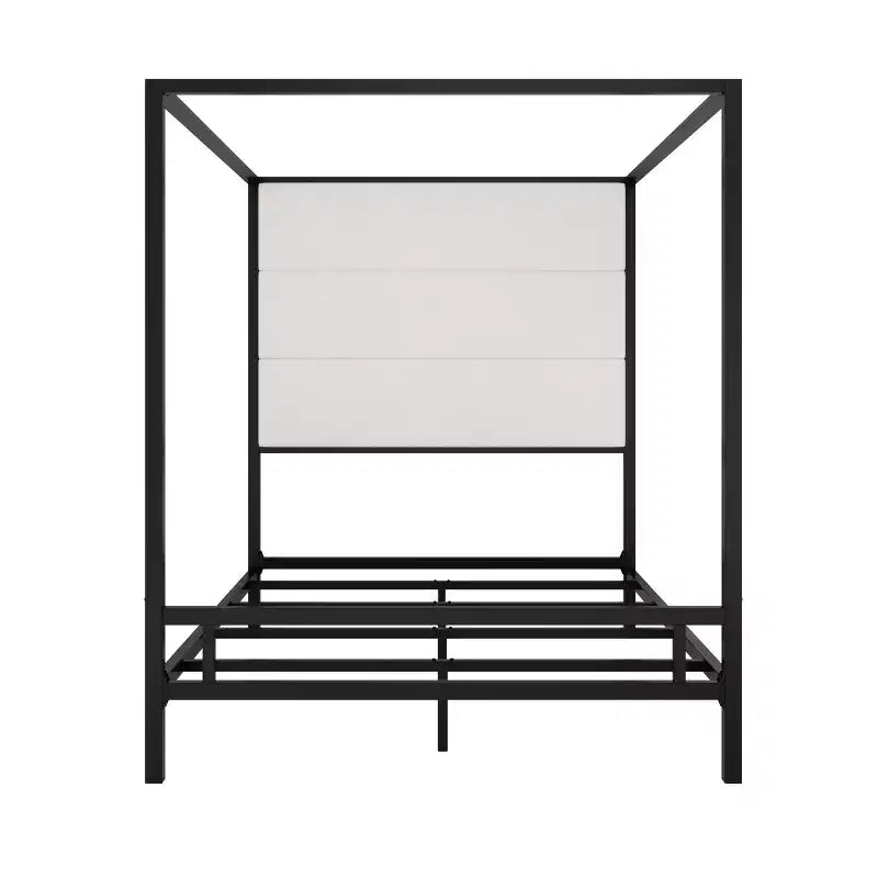 Patrick Modern Queen Canopy Bed with Tall Velvet Upholstered Headboard