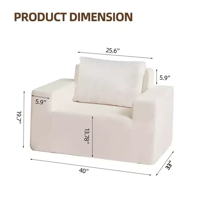 Foam Bean Bag Sofa in a Box with Pillow Large Comfy Couch for Living Room Bedroom or Gaming Area