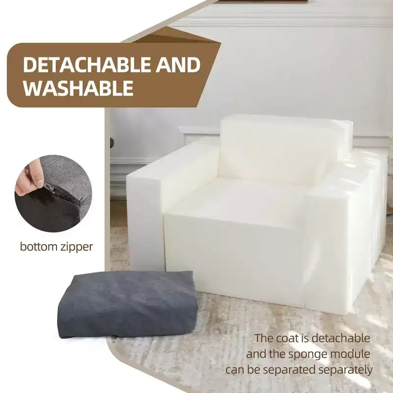 Foam Bean Bag Sofa in a Box with Pillow Large Comfy Couch for Living Room Bedroom or Gaming Area