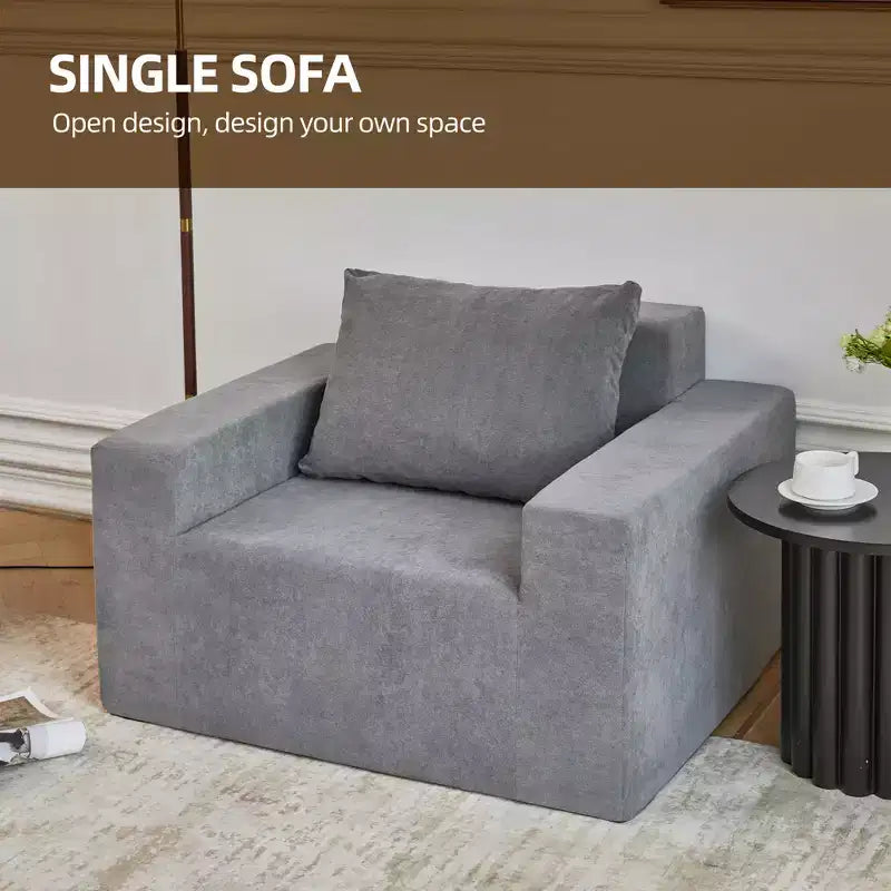 Foam Bean Bag Sofa in a Box with Pillow Large Comfy Couch for Living Room Bedroom or Gaming Area