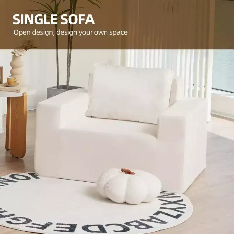 Foam Bean Bag Sofa in a Box with Pillow Large Comfy Couch for Living Room Bedroom or Gaming Area