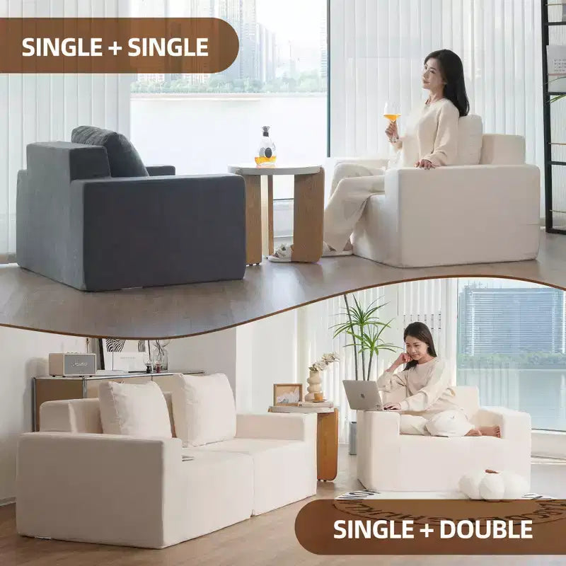 Foam Bean Bag Sofa in a Box with Pillow Large Comfy Couch for Living Room Bedroom or Gaming Area