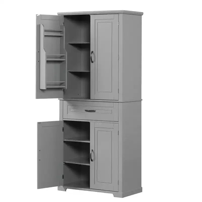 Storage Cabinet, Tall Cabinet with 4 Doors,1 Drawer and Adjustable Shelf, Cabinet for Lving Room, Office