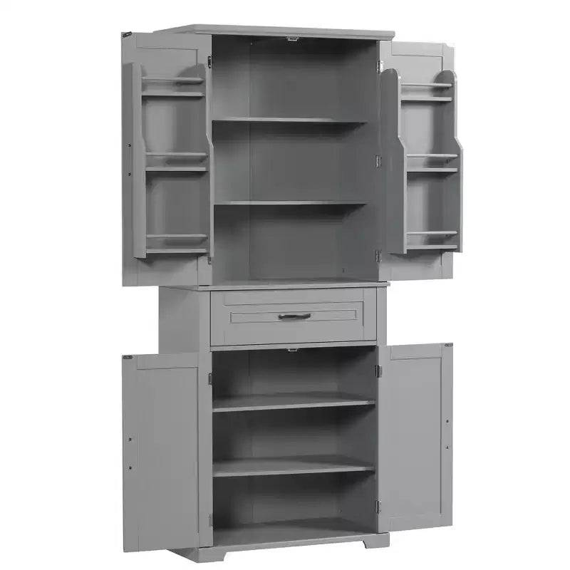 Storage Cabinet, Tall Cabinet with 4 Doors,1 Drawer and Adjustable Shelf, Cabinet for Lving Room, Office