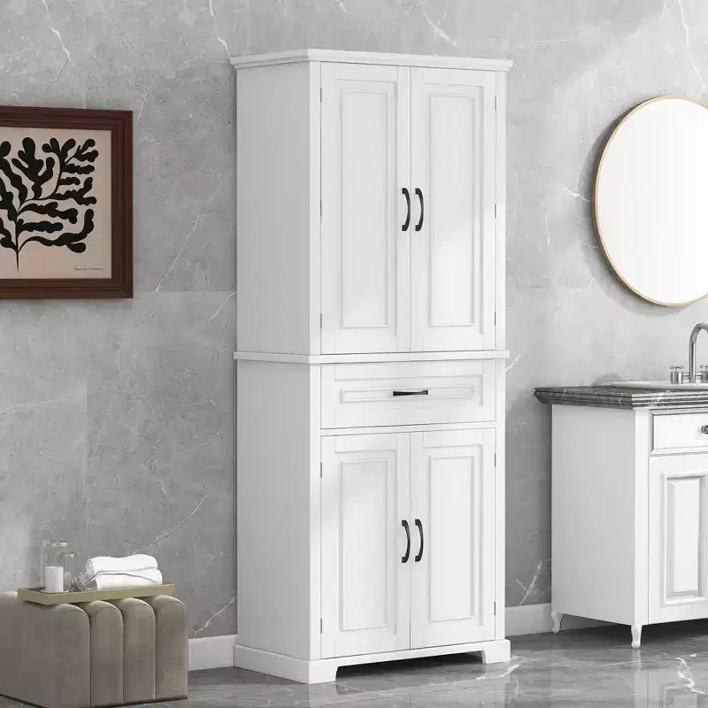 Storage Cabinet, Tall Cabinet with 4 Doors,1 Drawer and Adjustable Shelf, Cabinet for Lving Room, Office