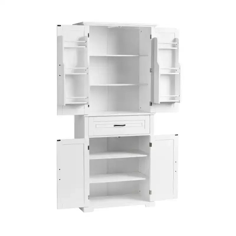 Storage Cabinet, Tall Cabinet with 4 Doors,1 Drawer and Adjustable Shelf, Cabinet for Lving Room, Office