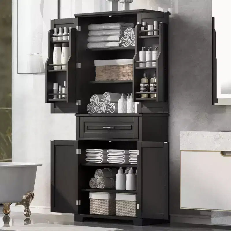 Storage Cabinet, Tall Cabinet with 4 Doors,1 Drawer and Adjustable Shelf, Cabinet for Lving Room, Office
