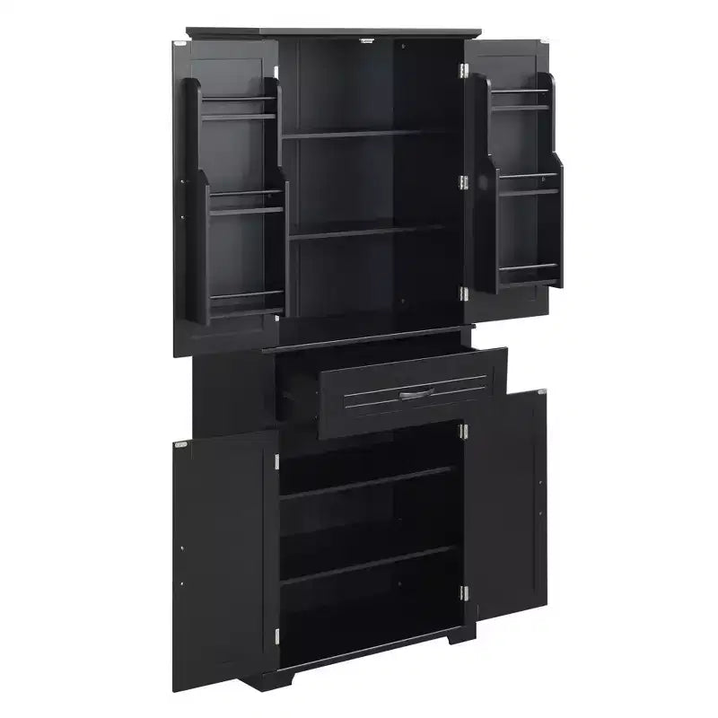 Storage Cabinet, Tall Cabinet with 4 Doors,1 Drawer and Adjustable Shelf, Cabinet for Lving Room, Office