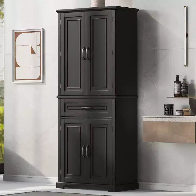 Storage Cabinet, Tall Cabinet with 4 Doors,1 Drawer and Adjustable Shelf, Cabinet for Lving Room, Office