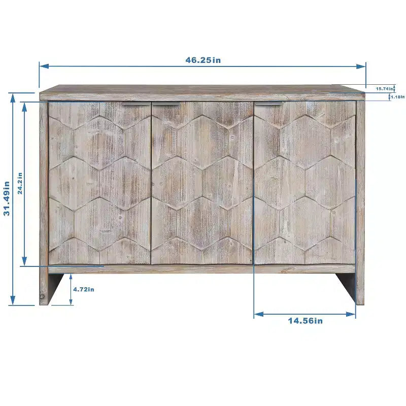 Farmhouse Accent Cabinet, Sideboard Cabinet with Four Carved Patterns Doors, Storage Cabinet for Kitchen, Dining Room, Entryway
