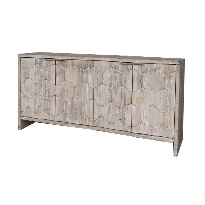 Farmhouse Accent Cabinet, Sideboard Cabinet with Four Carved Patterns Doors, Storage Cabinet for Kitchen, Dining Room, Entryway