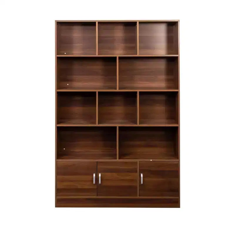 Cedric Modern 70.87'' 4-Tier Bookshelf with 10 Cubes and 3 Doors