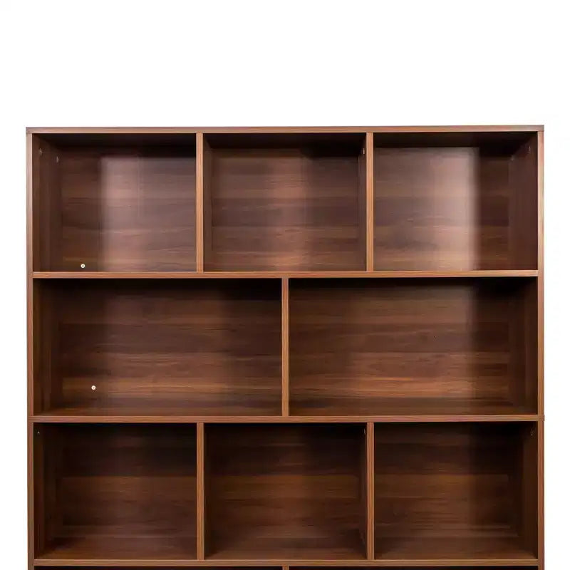 Cedric Modern 70.87'' 4-Tier Bookshelf with 10 Cubes and 3 Doors