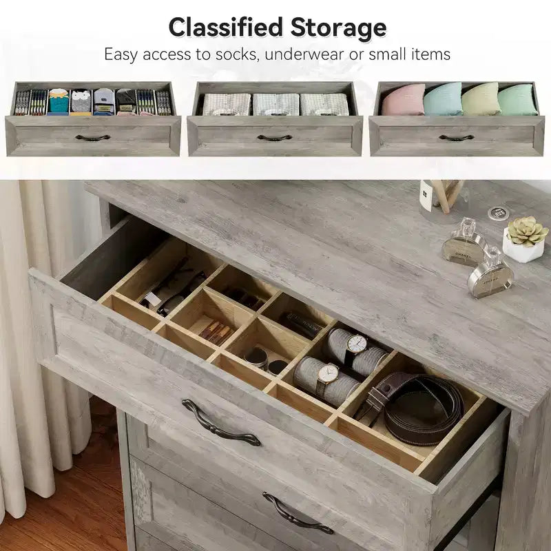 Modern 5/6-Drawer Dresser with Optional Configuration, Versatile Storage Chest for Closet Organization, Kids Bedroom & Living Room